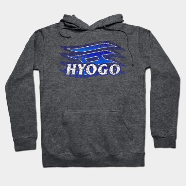 Hyogo Prefecture Japanese Symbol Distressed Hoodie by PsychicCat